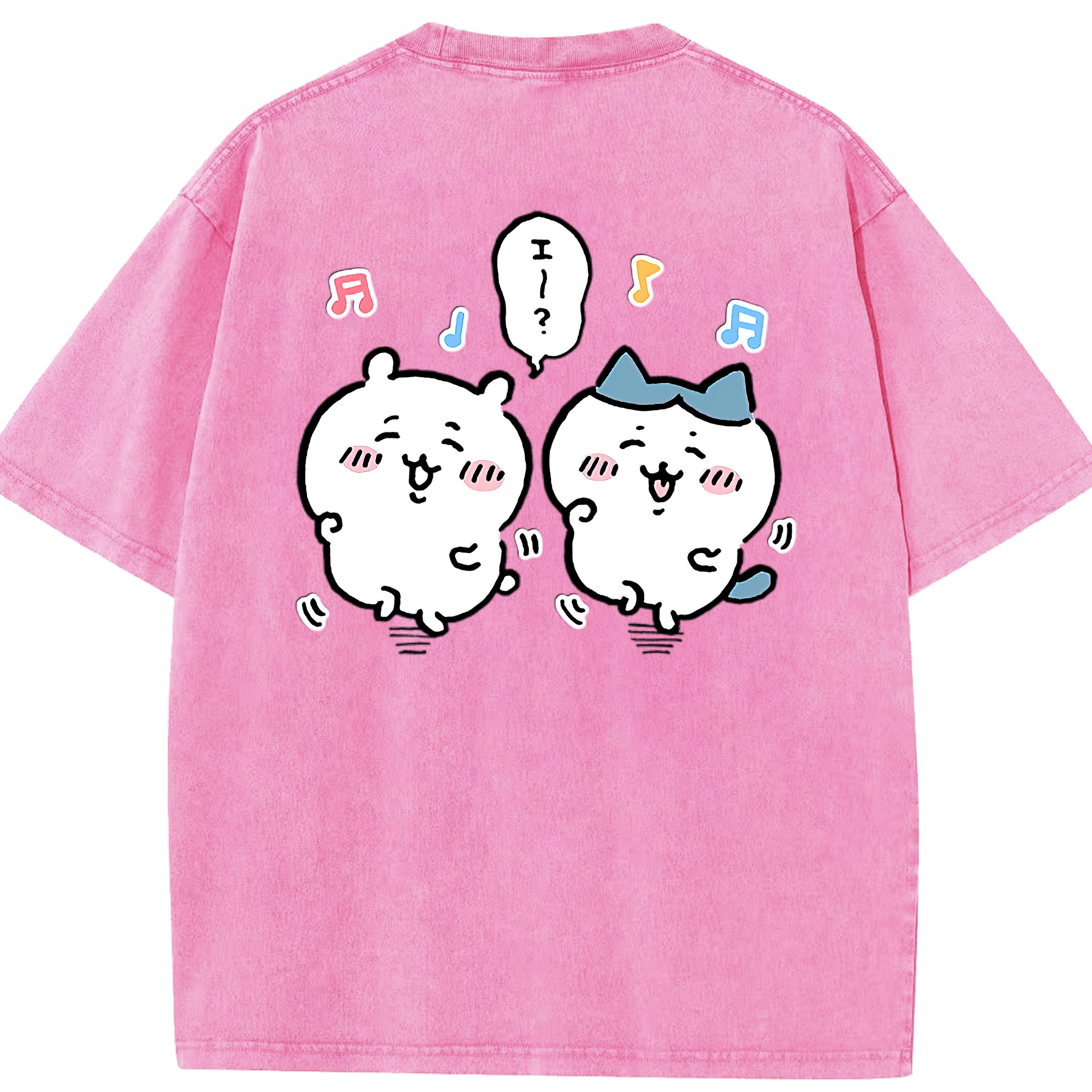 （画像用） ちいかわ ハチワレ Chii-kawa hachiware 綿100% ヴィンテージ風 半袖Tシャツ（背面プリント）